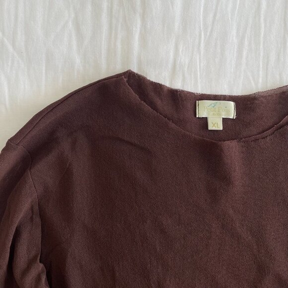 petit pois Brown Sheer Long Sleeve (sz XL) - Picture 3 of 8